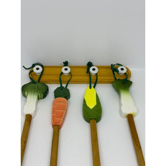 VTG Wooden Kitchen Utensil Set with Vegetable Handles – 4-Piece, 17" Kitchenware - Picture 3 of 7